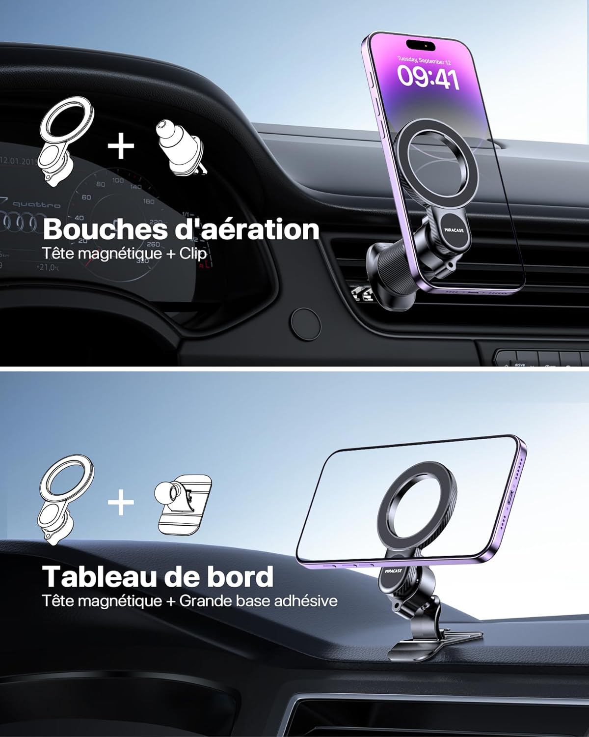 support téléphone voiture magnétique
